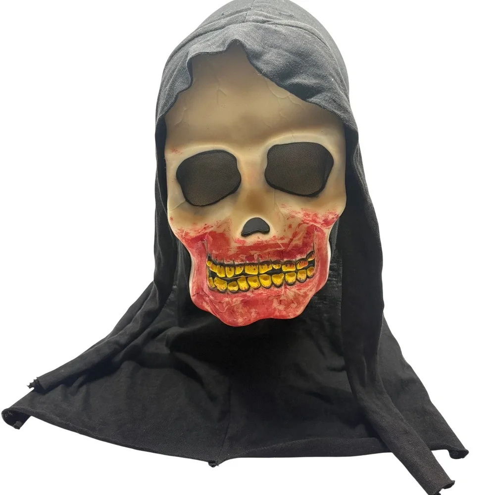 Vintage Easter Unlimited Skull Mask Black Bloody Grim Reaper Halloween